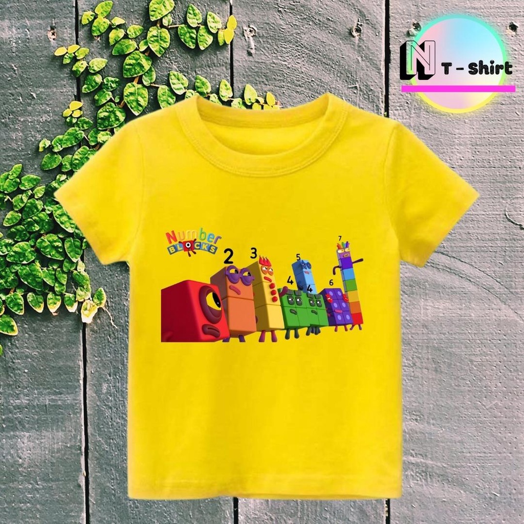 Áo thun cho bé trai và bé gái in hình hoạt hình Number Blocks dễ thương, chất liệu cotton mềm mịn thoáng mát NTShirt 08