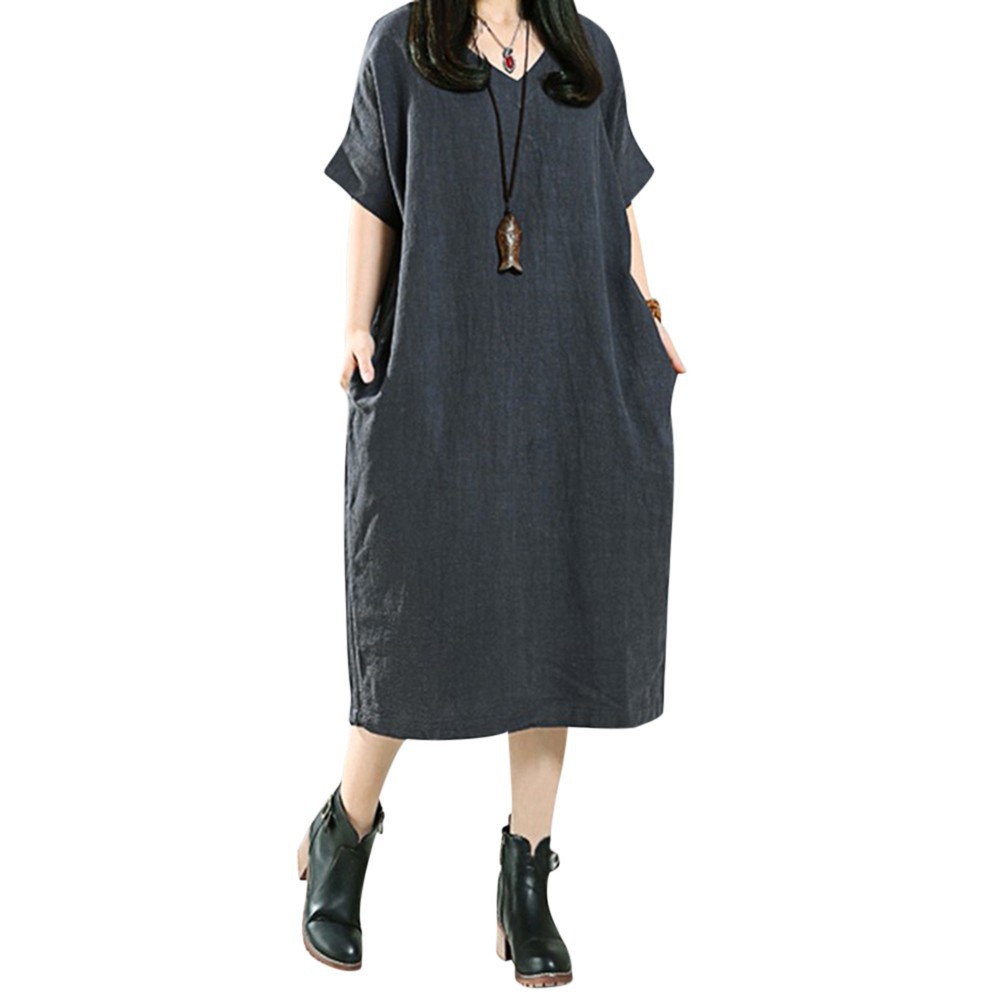 Đầm nữ sơ mi dáng dài thiết kế màu trơn thời trang cho nữ | BigBuy360 - bigbuy360.vn