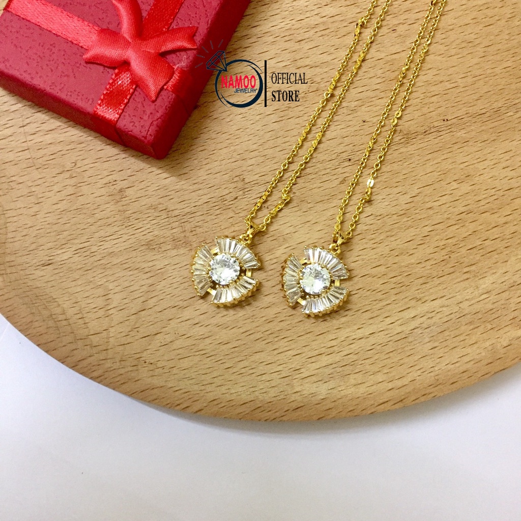 Mặt Dây Chuyền Đính Đá Nữ, Vòng Cổ Mạ Vàng V575 Namoo Jewelry