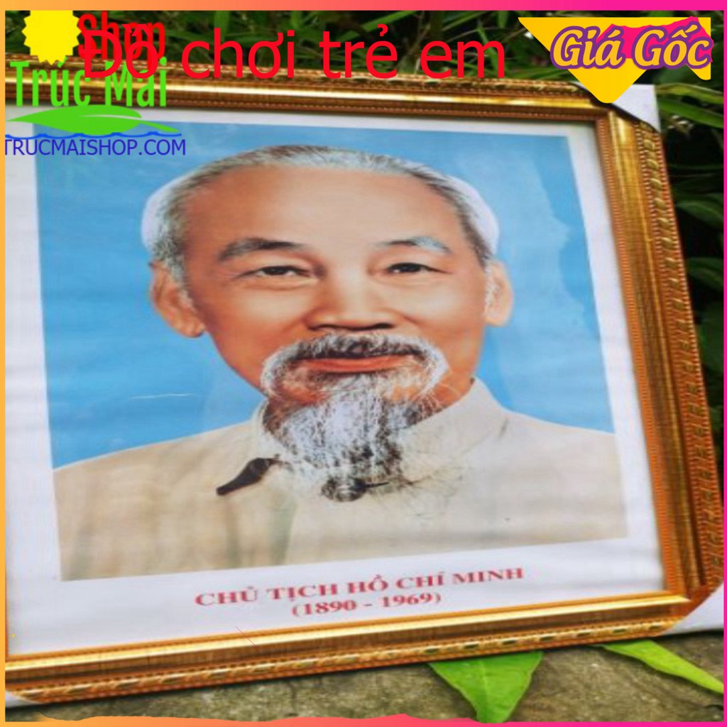 [Giá Xưởng] Ảnh Chủ Tịch Hồ Chí Minh kèm khung kính (40cm*30cm) Khung Ảnh Bác Hồ