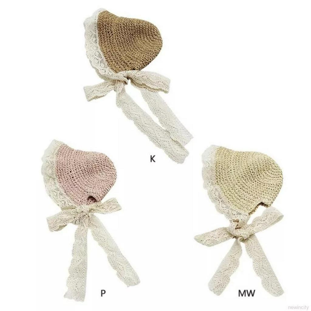 Nón cối viền ren dễ thương cho bé gái