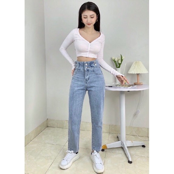 Quần bò baggy nữ quần jean baggy nữ quần jeans nữ cạp cao 3 size S M L hot 2022 SKShop22 | BigBuy360 - bigbuy360.vn