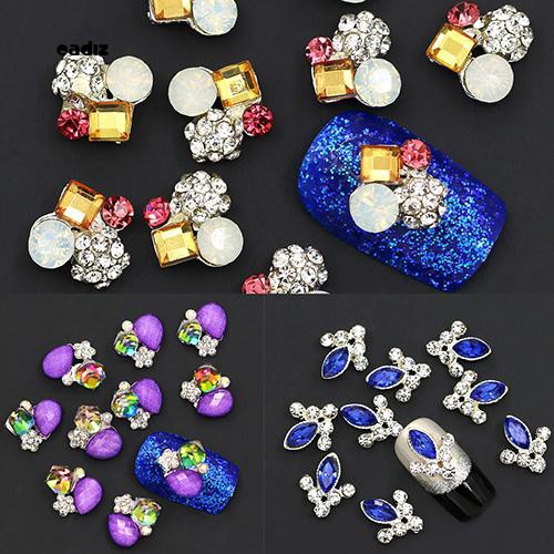 [Hàng mới về] Set 10 phụ kiện đính móng ánh kim có gắn hoa hồng dễ thương sáng tạo