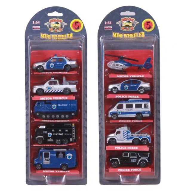 Set 5 xe cảnh mini wheele sắt đặc 1:64