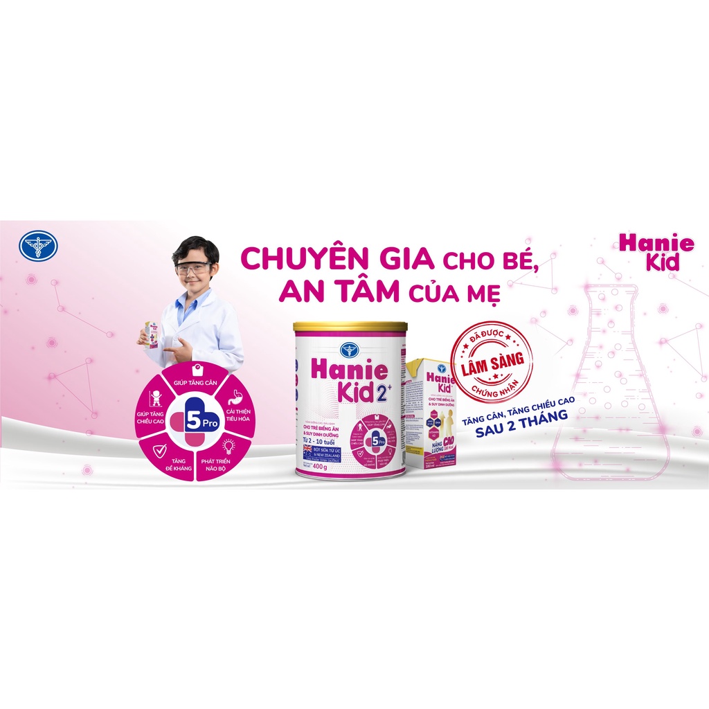 Thùng sữa bột pha sẵn Nutricare Hanie Kid - dinh dưỡng cho trẻ biếng ăn &amp; suy dinh dưỡng trên 1 tuổi (180ml x 48 hộp)