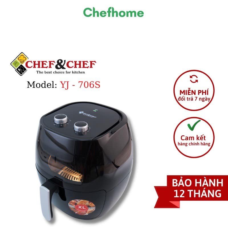 NỒI CHIÊN KHÔNG DẦU CHEF&amp;CHEF 7,7L vs 6,5L và 5,5L CÔNG NGHỆ TIÊN TIẾN BẢO HÀNH 1 NĂM