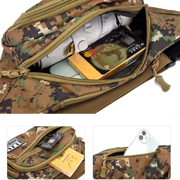 Túi đeo chéo nam nữ camo mini vải Oxford siêu bền chống nước Ricardo, Túi bao tử nhỏ gọn Unisex cao cấp BH 12 tháng