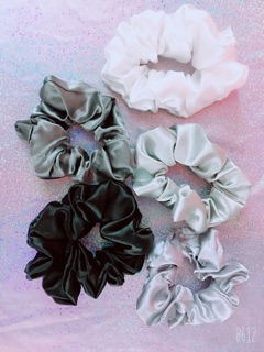 Chun buộc tóc bản to scrunchies lụa nhiều màu