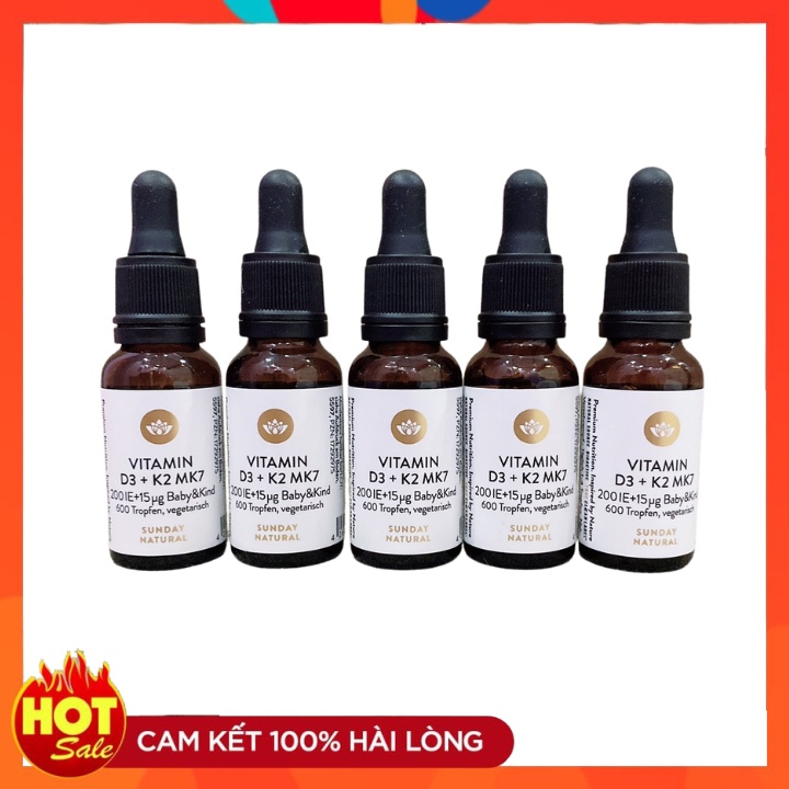 [HÀNG CHÍNH HÃNG - DATE MỚi] Vitamin D3 K2 Mk7 200 IE Sunday Natural (20ml) Đức | Thế Giới Skin Care