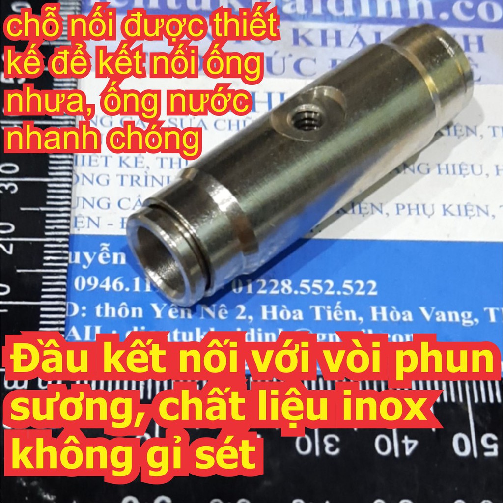 Đầu kết nối với vòi phun sương, chất liệu inox không gỉ sét, loại 2 lỗ phun kde6667