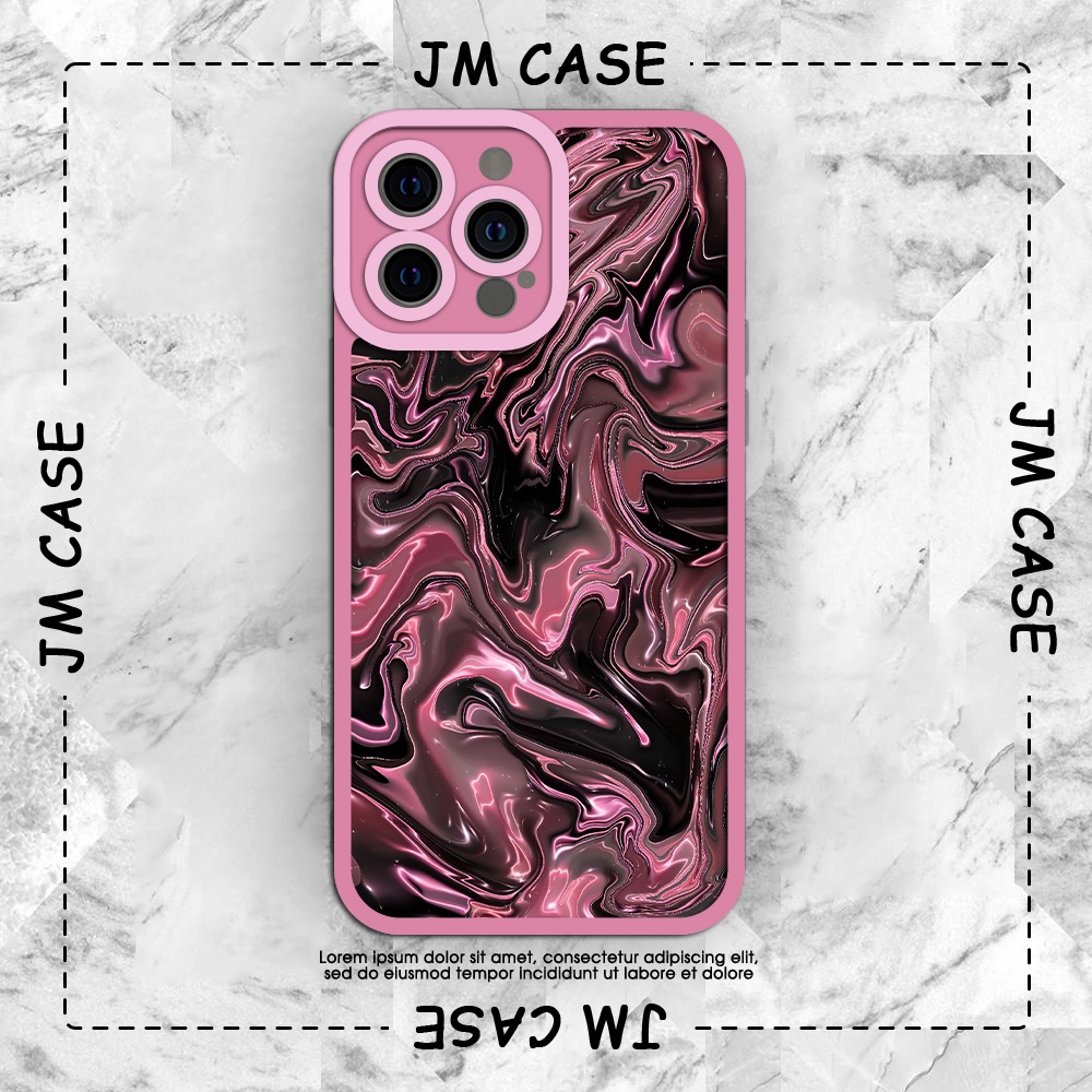 Ốp lưng iphone cạnh vuông JM CASE họa tiết màu loang hồng đen 6plus/6s/6splus/7/7plus/8/8plus/x/xs/11/12/pro/max/plus/