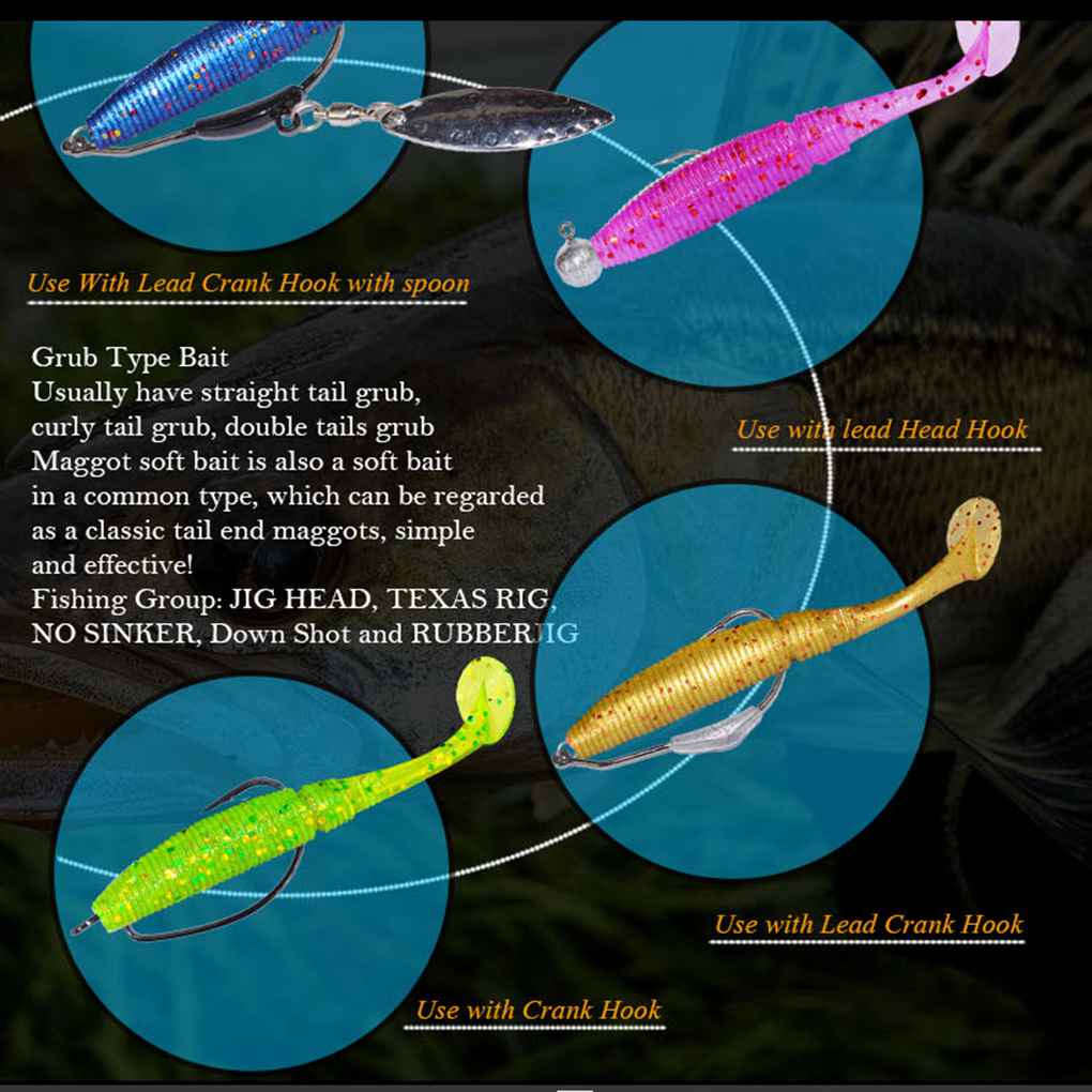 [Global] 15Pcs Wobbler Jigging 50mm/1g Fishing Lure Soft Worm Shrimp Jerkbait Fish Ocean Rock Lure Bass Soft T Tail