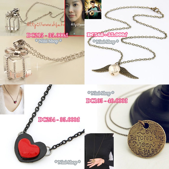 Vòng cổ dây da - hợp kim xi bạc, vàng, vintage (kéo sang phải xem thêm mẫu)
