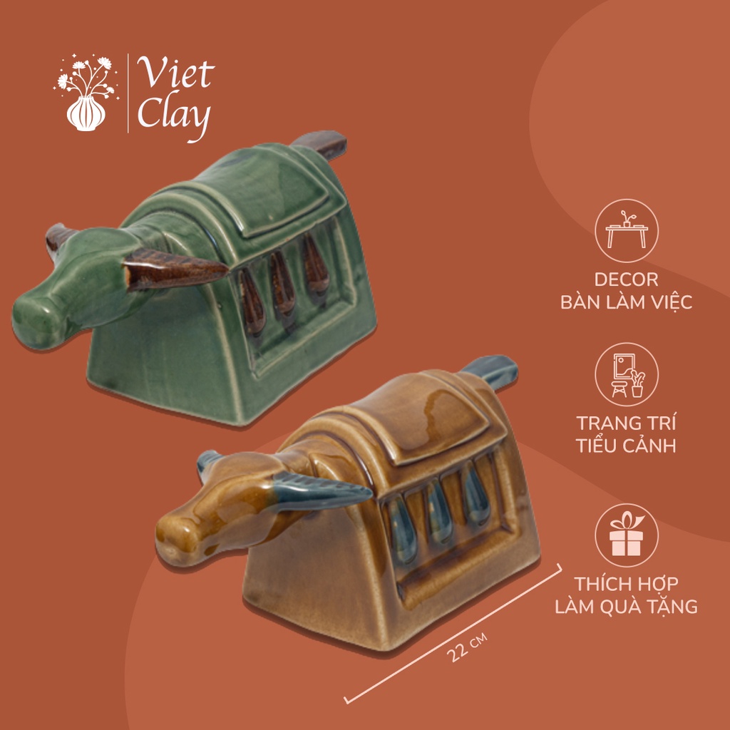 Tượng Trâu Mõ Gốm Sứ Trang Trí Bàn Làm Việc | Decor Phòng Khách | Phong Thủy | Thủy Sinh Tiểu Cảnh