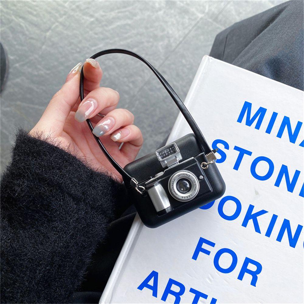 Vỏ Bảo Vệ Hộp Sạc Tai Nghe Airpods 1 2 3 Pro Bằng Silicon Mềm Hình Máy Ảnh 3D Kiểu Vintage Sáng Tạo
