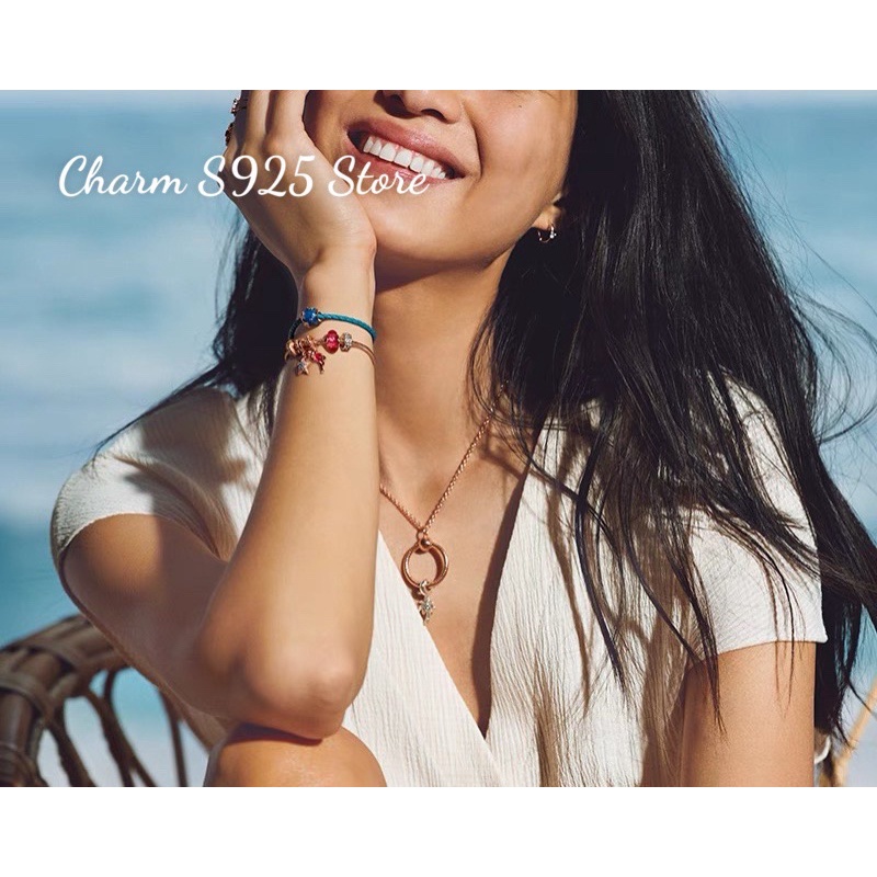 charm pan hạt thuỷ tinh pha vàng đỏ mẫu mới bạc s925