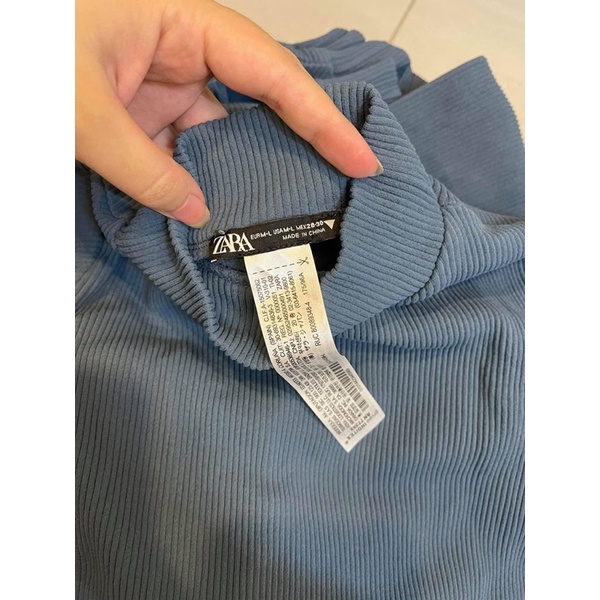 Áo croptop thun tăm zara chuẩn auth màu xanh