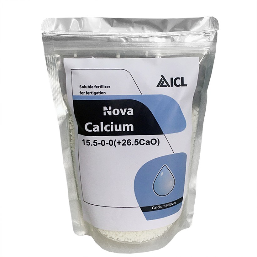 Phân Bón Canxi Nitrate Hoà Tan 100% Nova Calcium 15.5-0-0(+26.5Cao), nhập khẩu Israel, dùng cho tưới nhỏ giọt