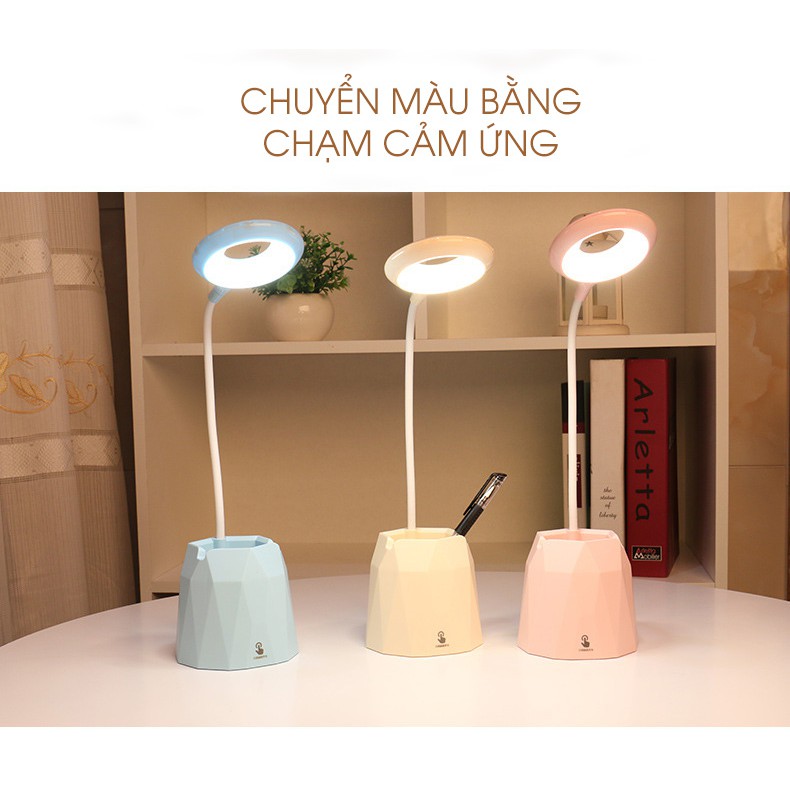 [3 Trong 1] Đèn Bàn Học Cảm Ứng 3 Cấp Độ Sáng Chống Cận Thị