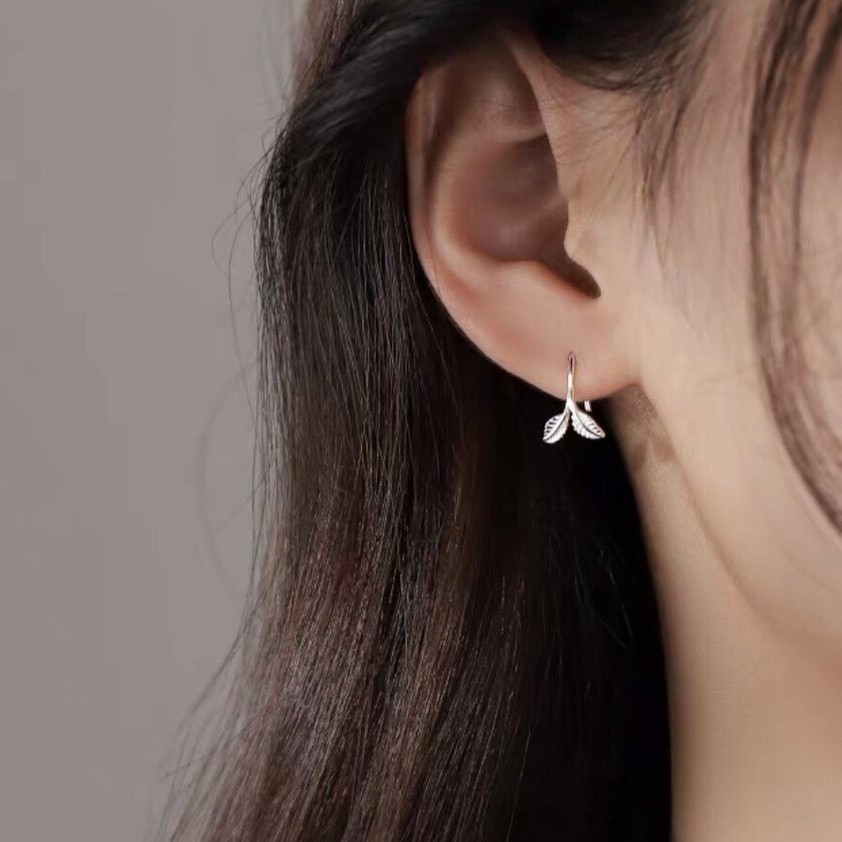 Bông tai nữ đẹp bạc ta thật 925 dễ thương phong cách Hàn Quốc cá tính