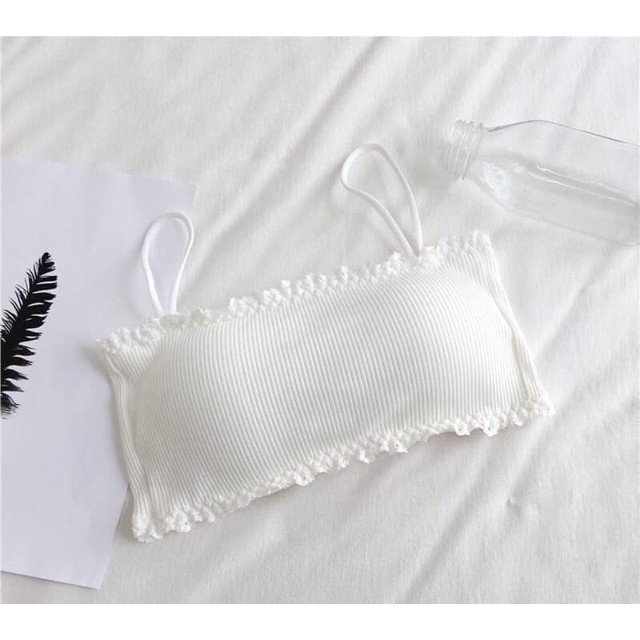 Áo bra cotton quây 2 dây viền ren siêu đẹp 8832