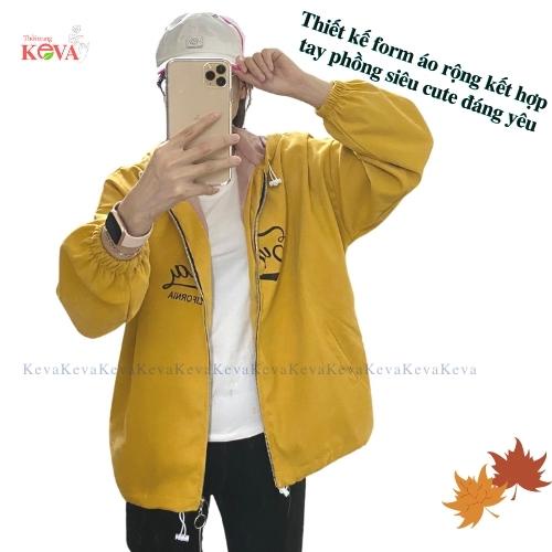 Áo Hoodie Nữ Form Rộng Cute Đẹp, Áo Khoác Nỉ Bomber Có Mũ Rộng Khóa Kéo Nhiều Màu Cá Tính Tay Phồng , Keva