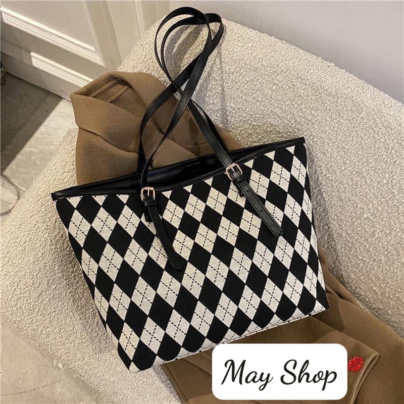 May Shop - Túi đeo vai họa tiết trám caro siêu xinh