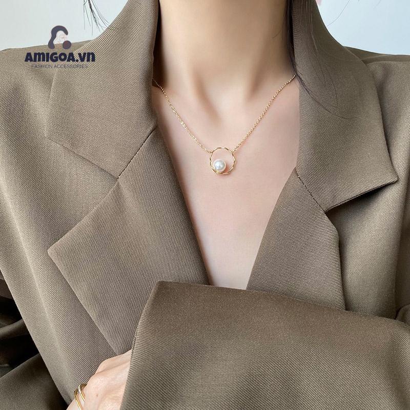 ✨✨òng cổ choker kiểu hình học đính ngọc trai thời trang Hàn Quốc cho nữ