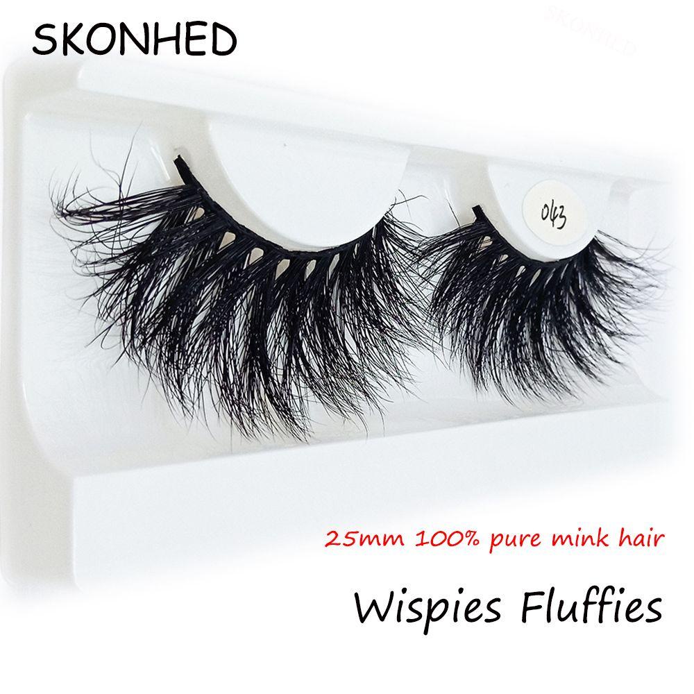 1 Cặp Lông Mi Giả 25MM Trang Điểm Thủ Công 100% Lông Chồn 3D