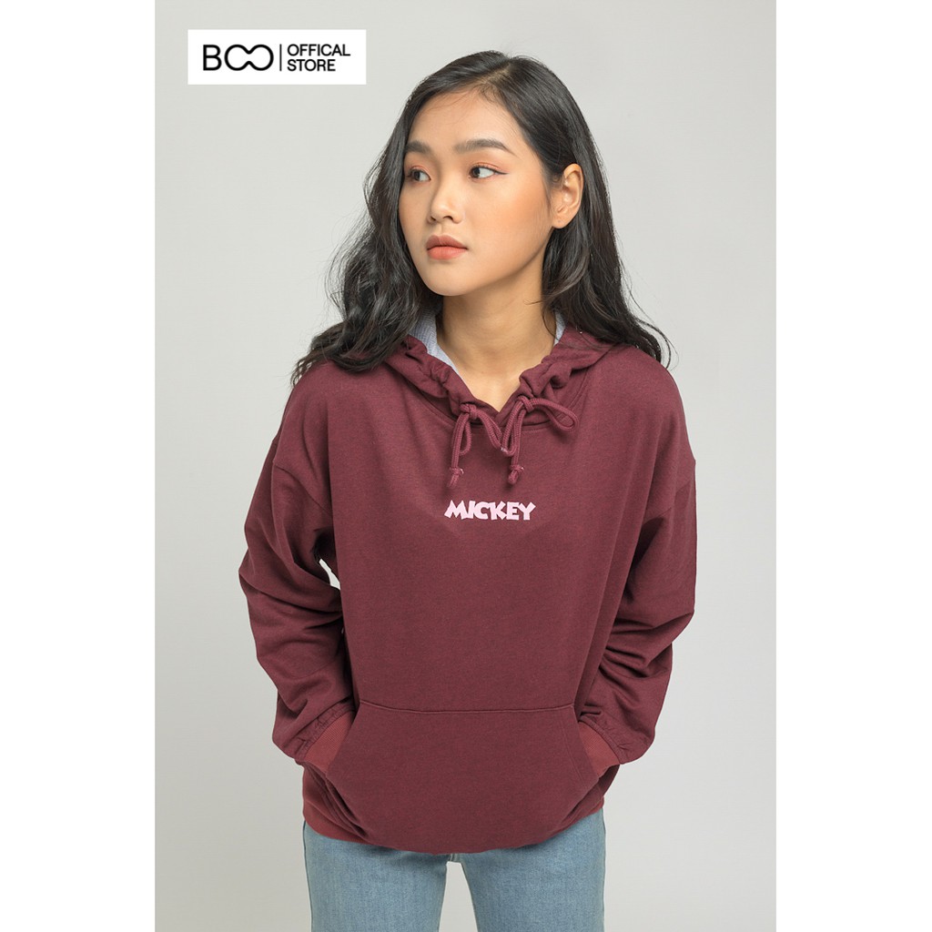 Áo Hoodie Nỉ Có Mũ Nữ BOO Dáng Rộng In Graphic Mickey Dễ Thương Cao Cấp Nhiều Màu