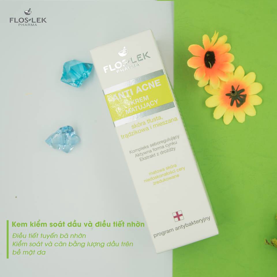 Kem kiểm soát dầu và điều tiết nhờn Floslek Anti Acne Mattifying Cream 50ml