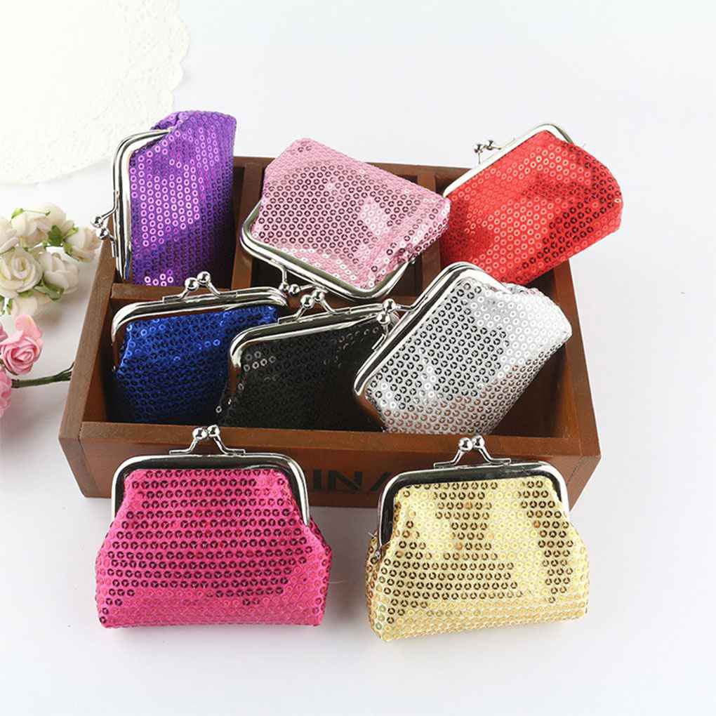 Womens Small Sequin Wallet Card Holder Coin Purse Clutch Handbag for Festival Gift
