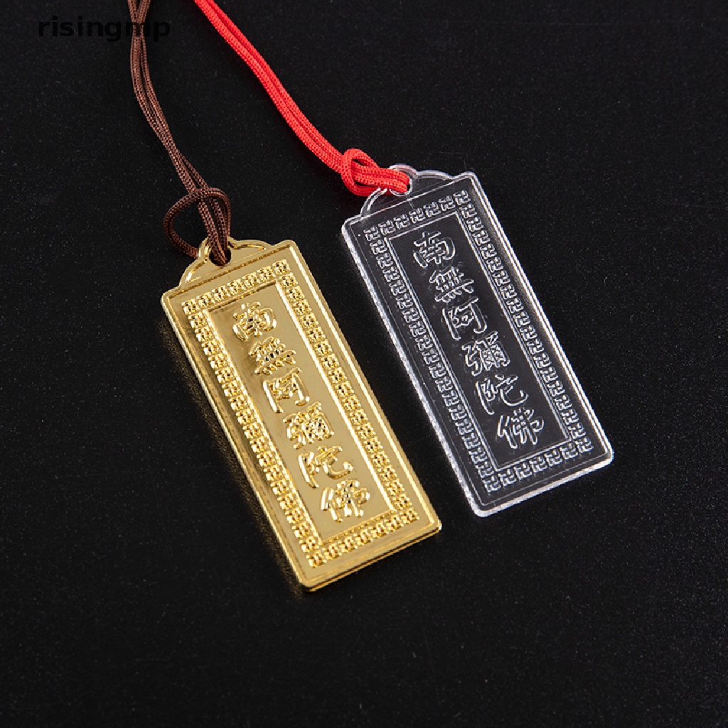 [risingmp] Mặt Vòng cổ Bùa Hộ Mệnh Namo Amitabha Mạ Vàng Trong Suốt ♨Trên đó