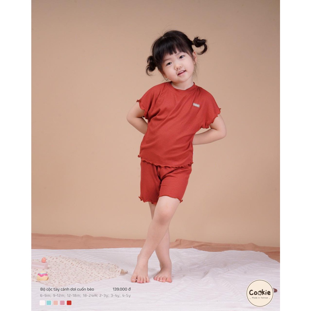 Bộ cộc tay cánh dơi cuốn bèo bé gái cookie thời trang bé gái mùa hè