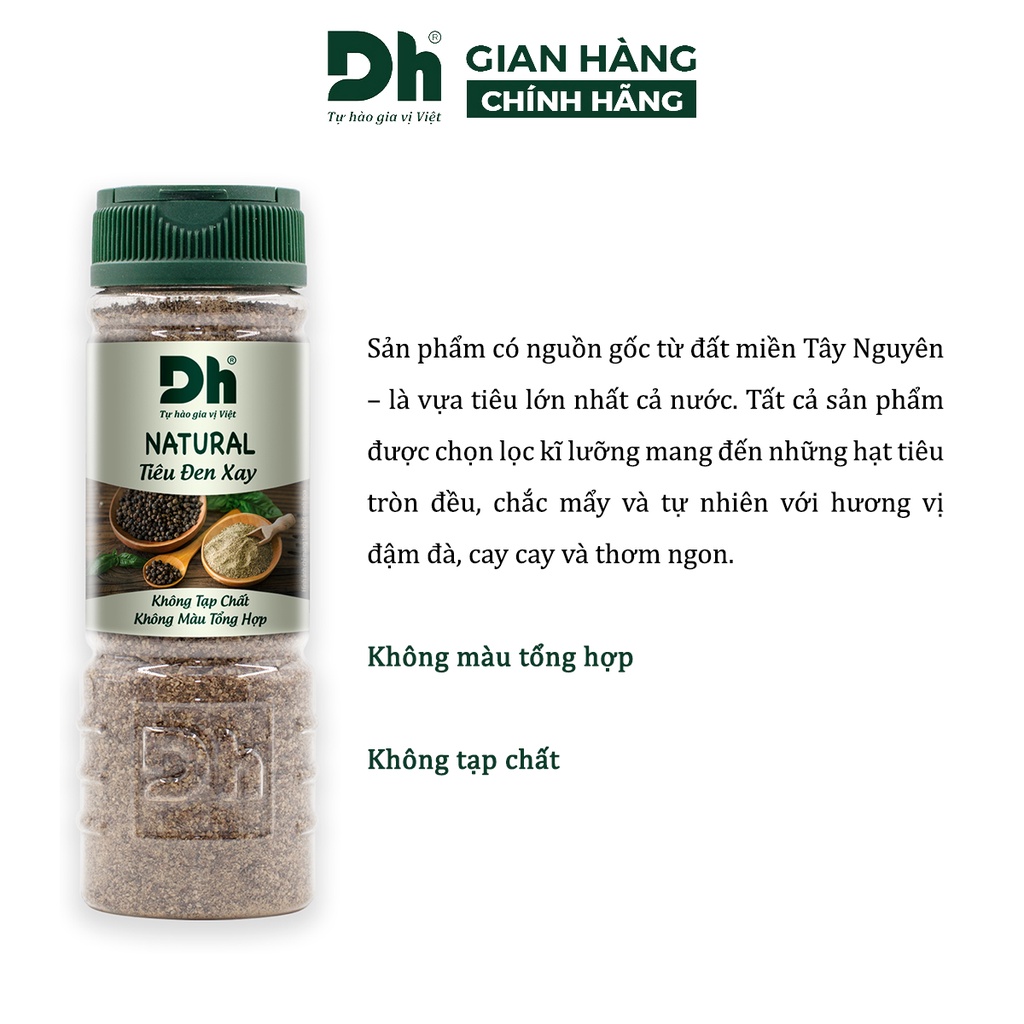 Tiêu đen xay nguyên chất Natural DH Foods chế biến thực phẩm 45gr/80gr