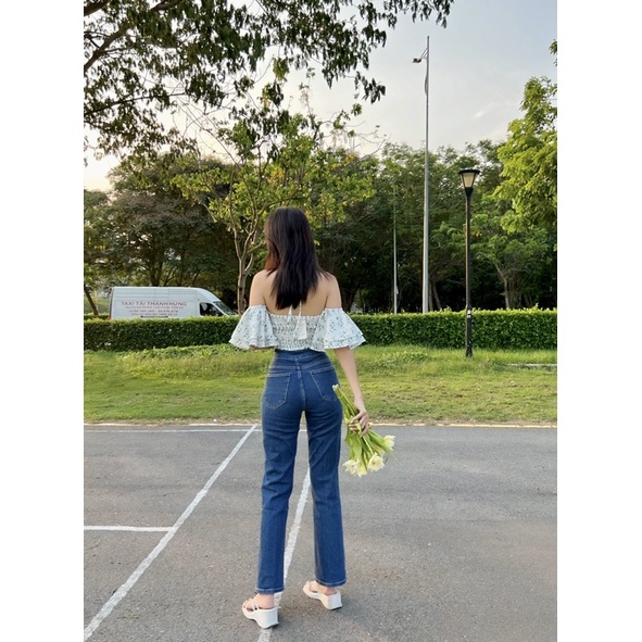 jean suông lưng cao 4 khuy