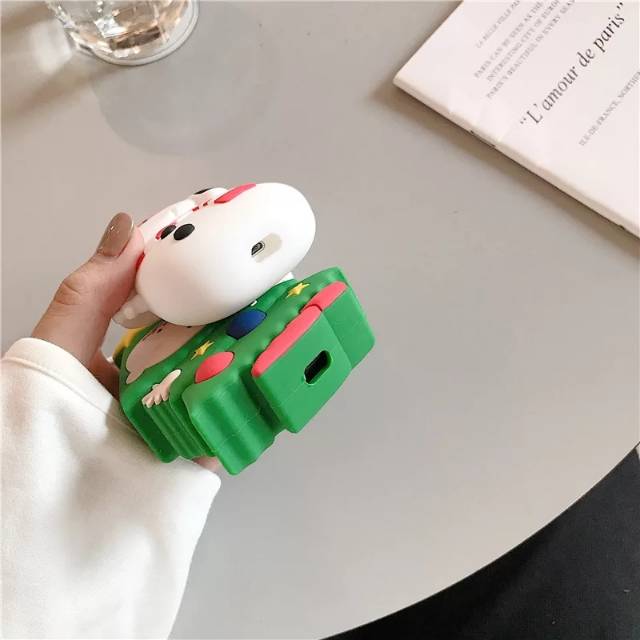 Vỏ Bảo Vệ Hộp Sạc Tai Nghe Airpods 1 / 2 Apple Bằng Silicon Họa Tiết Giáng Sinh Snoopy / Charlie / Cây Thông Noel / Cây Thông Noel / Cây Thông Noel + Dây Đeo