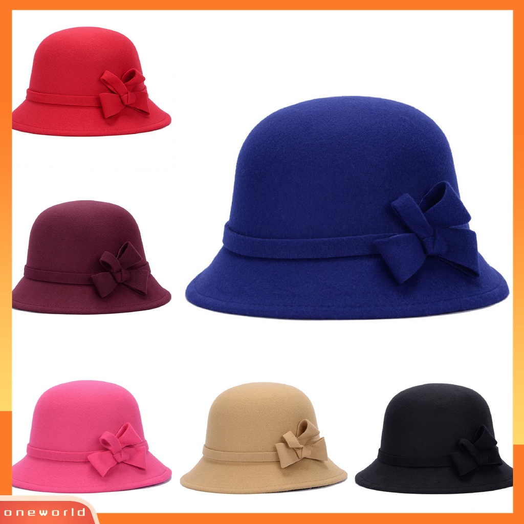 Nón bucket vải nỉ phối nơ phong cách vintage dành cho nữ