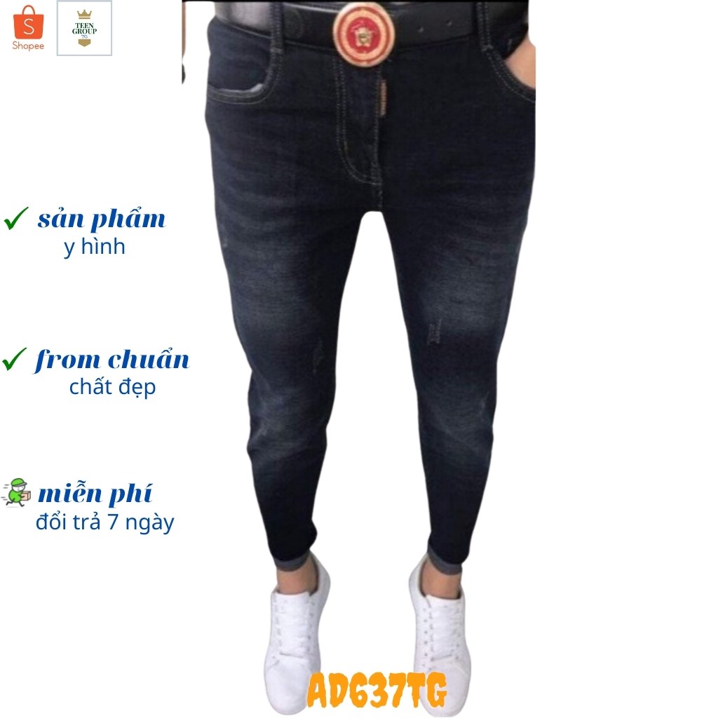 Quần jean nam tenji ad294tg wash rách phối chữ cao cấp phong cách hàn quốc thời trang tenji store (44 - 70kg)