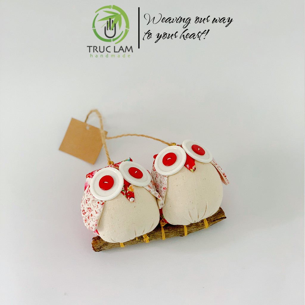 Phụ Kiện Decor Trang Trí Nội Thất Hình 2 Con Cú - Trúc Lâm Handmade