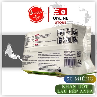 Khăn ướt lau bếp đa năng ANPA [𝐅𝐑𝐄𝐄𝐒𝐇𝐈𝐏 𝐗𝐓𝐑𝐀 NOWSHIP HCM] 🇻🇳 50 miếng kháng khuẩn khử mùi 800gr - HƯƠNG CHANH DIỆT KHUẨN