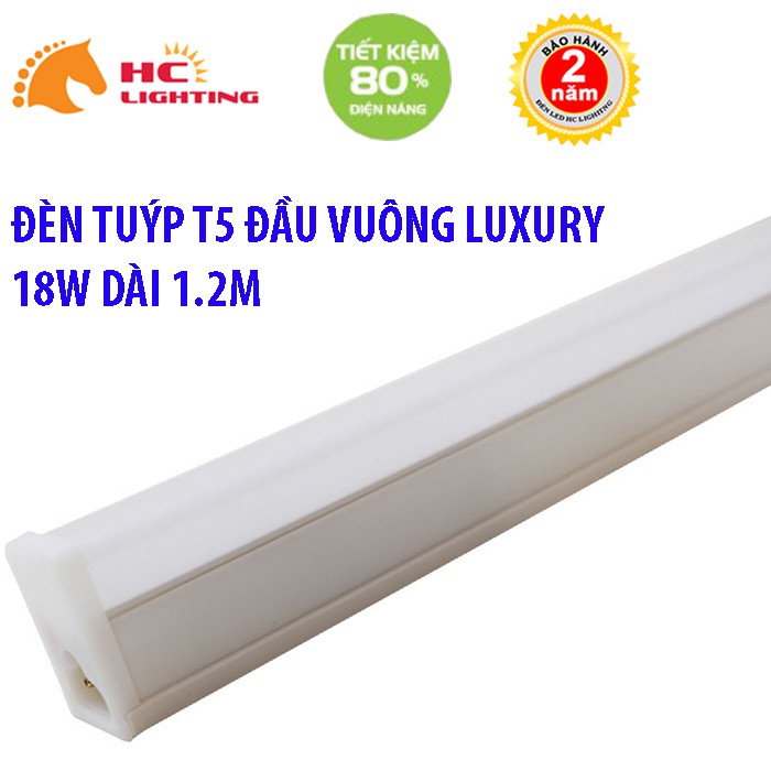 ĐÈN TUÝP T5 ĐẦU VUÔNG LUXURY 18W 1.2M ÁNH SÁNG TRẮNG/VÀNG - ĐÈN LED HC LIGHTING