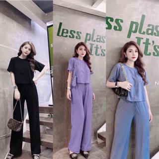 Bán sỉ set len áo croptop quần xuông