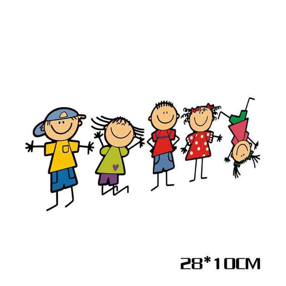 WTTLE Sticker Dán Xe Hơi Hình Gia Đình Hoạt Hình Vui Nhộn