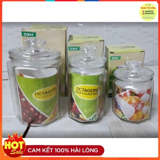 Lọ thuỷ tinh lục giác có gioăng nắp kín 550ml