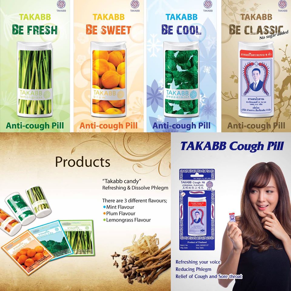 Kẹo ngậm ho Takabb Thái Lan (3 vị: mơ, bạc hà, sả)