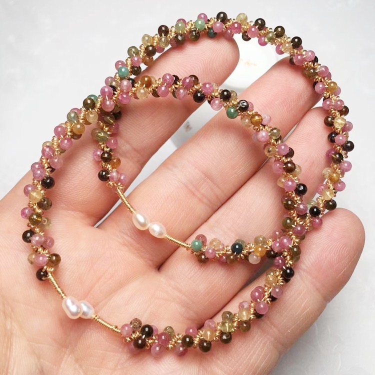 Vòng Tay Chuỗi Hạt Đá Tourmaline Tự Nhiên Làm Bằng