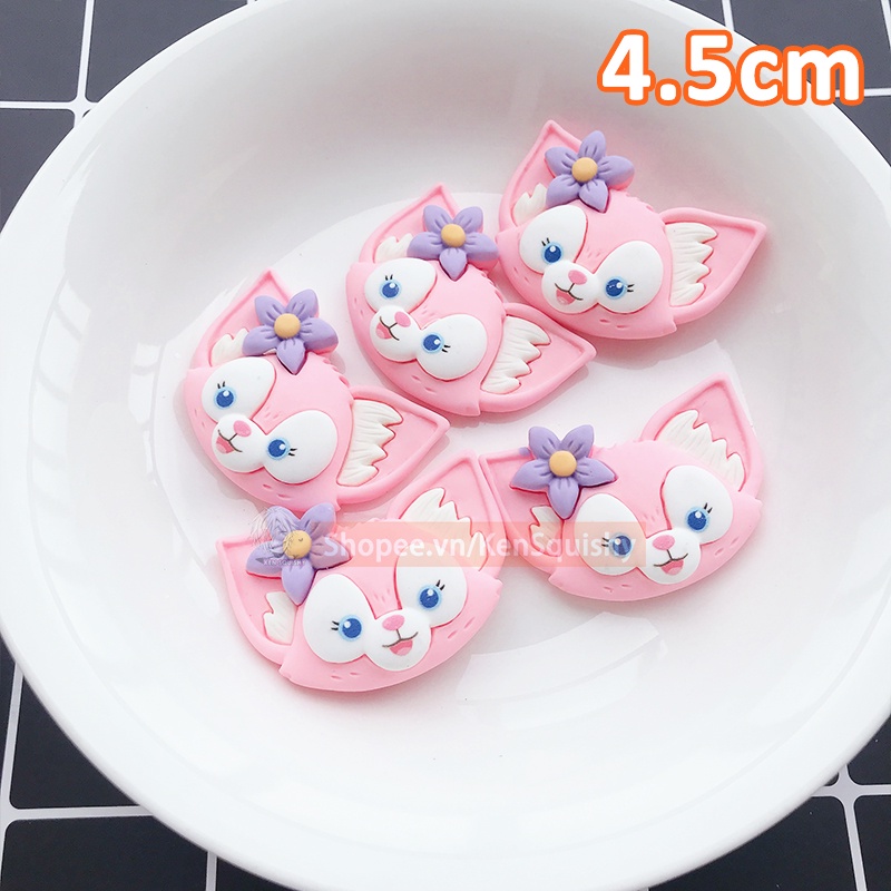 Mô Hình Mặt Chú Cáo Hồng Cỡ Lớn Trang Trí Ốp Điện Thoại / Gắn Dép / Handmade DIY