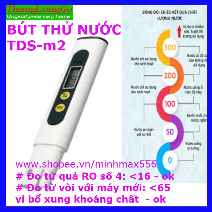 BÚT THỬ NƯỚC TDS meter M2 dành cho máy lọc nước | Đo nước chồng rau thủy sinh