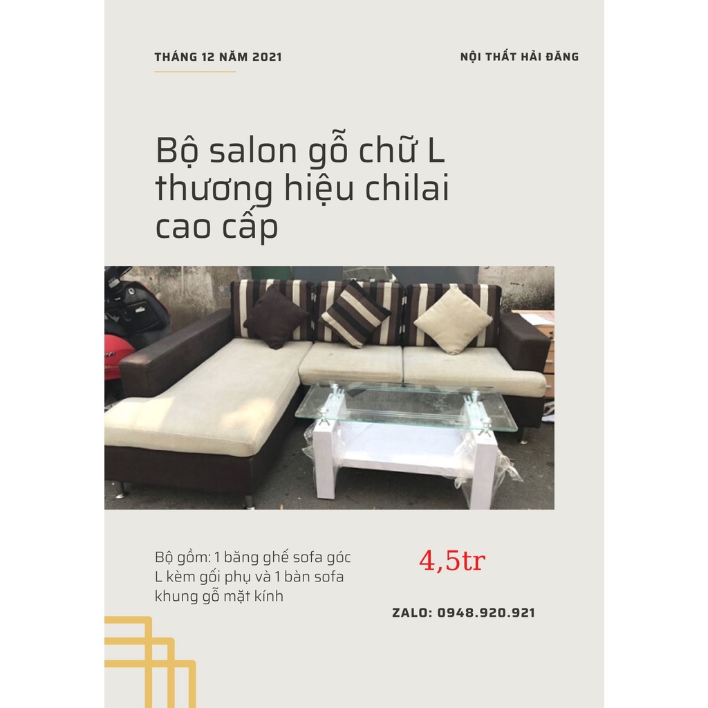 Thanh lý Bộ salon gỗ chữ L thương hiệu chilai cao cấp